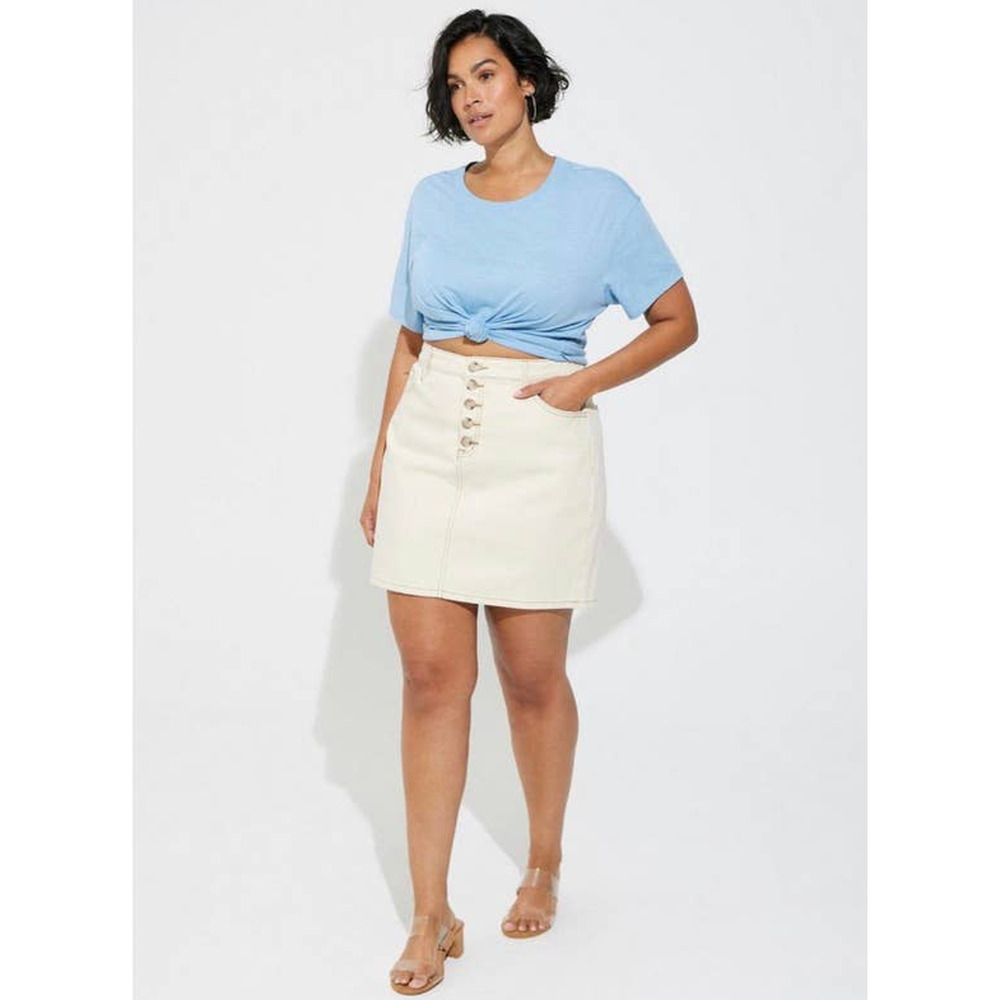 New Torrid Womans Sz 2X 18-20 Plus Blue Cropped‎ Relaxed Tee Soft NWT